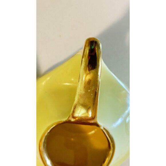 Vintage Pearl China Co Yellow 22K Gold Tea Set Teapot Creamer & Sugar 40s MCM - Picture 9 of 16